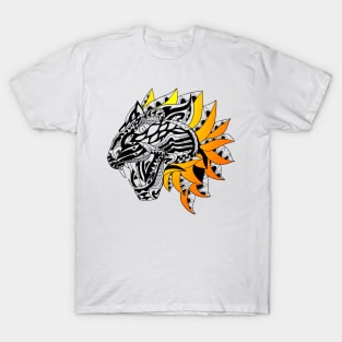 flame on tiger ecopop fire tribal mexican design art T-Shirt